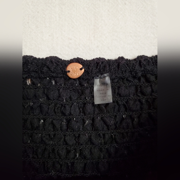 Free People Adella Corset Cami Black Lace Tiered Strapless Crop Top Size XS Boho - Picture 7 of 11